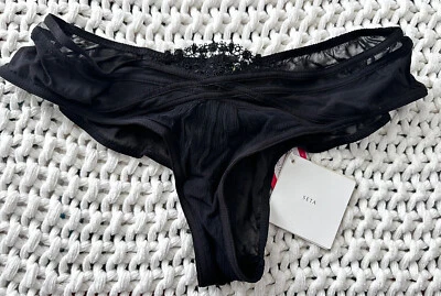 Bragas de seda negras transparentes La Perla Shanghai Lilly Culotte nuevas con etiquetas $180 talla P EU 1 Foto 1 de 4