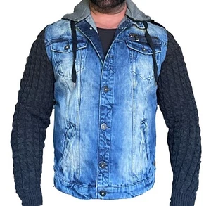 Chaqueta vaquera de hombre Cipo & Baxx JACOB chaleco con capucha C44600 todas las tallas Nuevo - Imagen 1 de 3