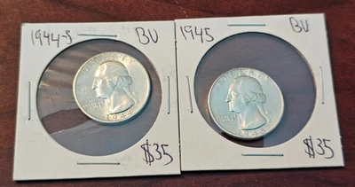 1944-S  & 1945-P Washington Silver Quarters GEM BU *UNCIRCULATED* - Image 1 of 4