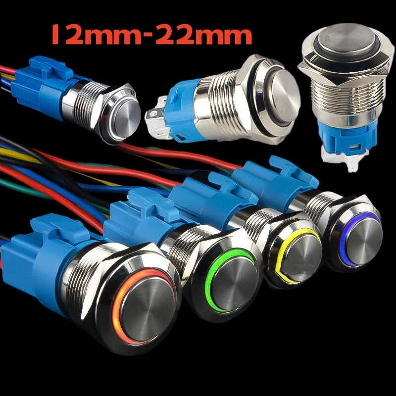 High Head Metal Push Button Switches 12mm-22mm Momentary/Latching Switch 3V-220V - Image 1 of 4