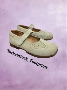 Birkenstock Footprints Womens Sz 10 Mary Janes Adj Strap Cream Suede Upper  - Picture 1 of 14