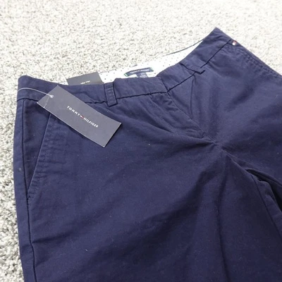 NEW Tommy Hilfiger Shorts Womens 4 Blue Chino Low Rise Flat Front Preppy Casual - Image 1 of 4