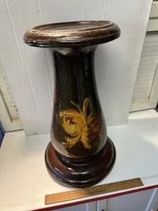 Antique Weller Pottery Louwelsa Pattern Brown Glass Pedestal For Jardiniere - Picture 1 of 15