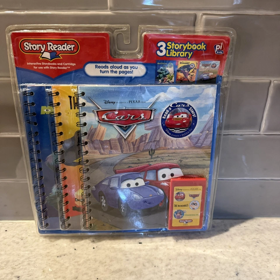 NEW Disney Pixar STORY READER 3 Books & Cartridge CARS Monsters Inc INCREDIBLES - Image 1 of 4