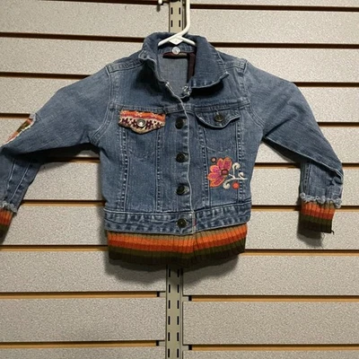 De Colección Chaqueta Denim Mary Kate and Ashley Colorido Tejido Bordado Flor Niñas Foto 1 de 4