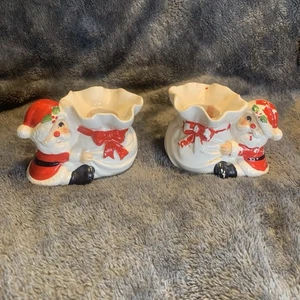 Vintage Fitz & Floyd Santa Weihnachten Kerzenhalter Paar handbemalt 1977 lesen - Bild 1 von 21