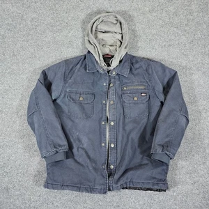 Dickies Men's Large L Canvas Hooded Jacket Quilted Lined Workwear Coat Dark Blue - Picture 1 of 7