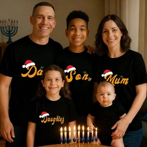 Christmas Family Gift Short-Sleeve Shirt Cotton T-Shirt Short Sleeved Top Unisex - Picture 1 of 24