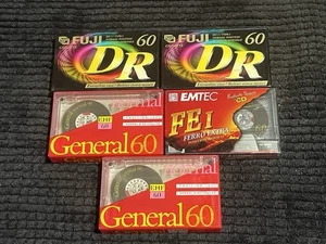 MIXED 60 BLANK CASSETTE TAPES x5 (NOS) NEW UNUSED. - Picture 1 of 2