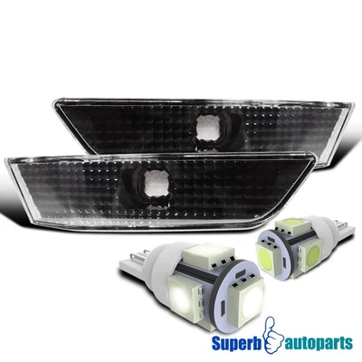 Fits 2003-2007 Infiniti G35 Bumper Light Parking Lamp Black+T10 5-SMD LED Bulbs - Image 1 of 3
