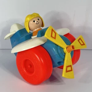 Vintage Fisher Price Airplane Plane Pull Toy Pilot #171 Little People 1980 - Picture 1 of 10