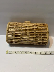 Borsa pochette J McLaughlin tessuto bambù rattan vimini nuova senza etichette ottima $! - Foto 1 di 8
