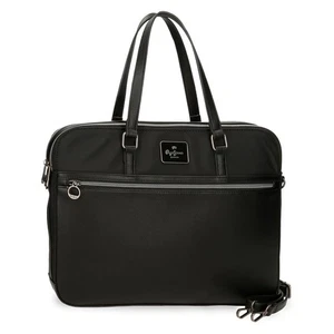 Christine Laptoptasche Schwarz 40 x 30 x 5 cm Polyester mit Details aus Kunst... - Afbeelding 1 van 5