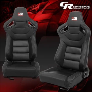 J2 PAR NEGRO/BLANCO 38"H X 21"W X 23"D RECLINABLE CUBO RESPALDO ASIENTO CARRERAS - Imagen 1 de 9
