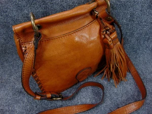 Bolso Bandolera Patricia Nash Italiano Cuero Tostado Punto de Látigo Borla Cartera - Imagen 1 de 17
