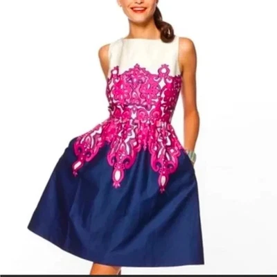 Vestido de algodão novo com etiquetas Lilly Pulitzer tamanho 10 Eryn coro menina rosa azul forrado $198 - Imagem 1 de 4