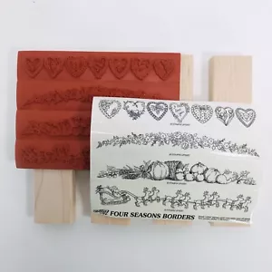 Stampin' UP! Four Season Borders vintage 1997 wood mounted stamps Valentines New - Picture 1 of 7