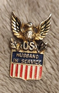 WWII Husband in Service Pin STERLING & ENAMEL Signed CORO - Picture 1 of 4