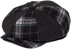 FEINION Men's 8 Piece Newsboy Flat Cap Wool Blend Gatsby Ivy Golf Cabbie Hat