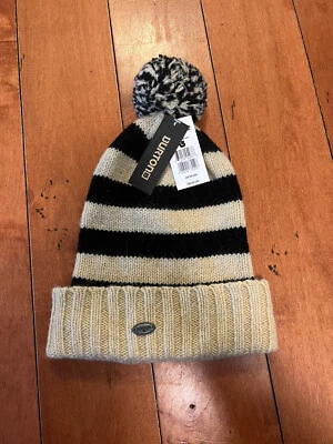 Burton кремовый/темно-синий полоски Pom Pom зимняя шляпа - новый с ярлыками - Изображение 1 из 3