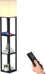 Shelf Lamp Remote Control,Stepless Color Temperature & Dimmable,Floor Lamp,Black - Picture 1 of 12