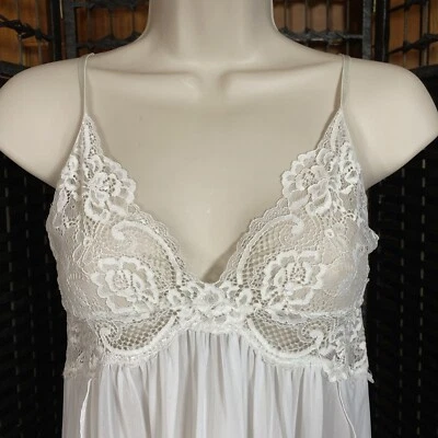 In Bloom by Jonquil Lingerie Women's Small White Babydoll Mesh & Lace Tulip Hem - Image 1 of 4