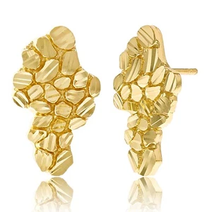 Pendientes de pepita de oro amarillo de 14 K de forma libre de pepita de 18 mm x 10,7 mm 2,4 gramos - Imagen 1 de 4
