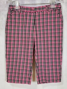 LADY HAGEN Black & Pink Plaid Bermuda Golf Shorts SZ 6 NWT Pennith Pedal Pusher - Picture 1 of 3