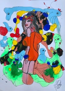 GRAFE/DALI Acryl/Karton 30x42 cm "Naturbegegnung" Unikat - Bild 1 von 9