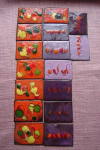 16 x DDR KUNSTHANDWERK MESSING/EMAILLE PLATTEN/PLÄTTCHEN 5x4 cm UNIKATE SCHMUCK - Bild 1 von 4