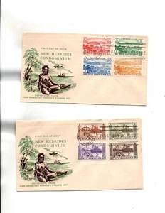 British New Hebrides FDC Sc#82 to 89 on 2 covers - Picture 1 of 1