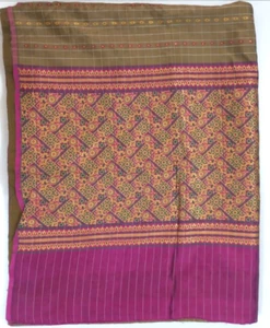 Vintage Indian Sari Art Silk Brown Floral Thread Woven Fabric Craft Saree A11137 - Picture 1 of 15