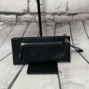 RACHEL Rachel Roy Wristlet Wallet Pebbled Genuine Leather Rectangle Black - Picture 1 of 8