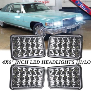 for Cadillac Fleetwood/DeVille 1975-1986 4pcs 4x6"inch Led Headlights Hi/Lo DRL - Picture 1 of 12