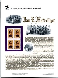 US Comm Panel USPS 374 Jan E Matzeliger CP374 - Foto 1 di 1
