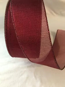 5 yds. SCARLET RED GLIMMER SEMI SHEER WIRE EDGE RIBBON 2 1/2" Wide - Picture 1 of 1
