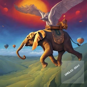 Magical Flying Elephant Art Digital Image Photo Print.  Flying Elephant Magic - Picture 1 of 2
