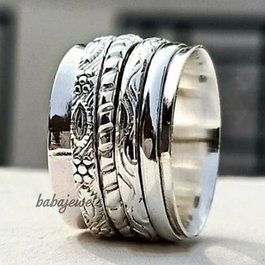 Spinner Ring 925 Sterling Silver Ring Meditation Ring Handmade Gift Jewelry Z3 - Picture 1 of 10