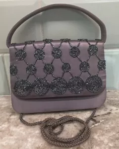 VINTAGE ABENDTASCHE LILA SATIN KUPPLUNG / SCHULTERRIEMEN VON SASHA HANDGEFERTIGT - Bild 1 von 8