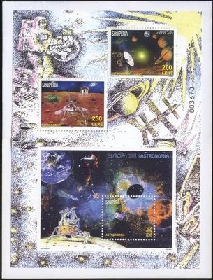 Estampillas de Albania 2009. Espacio Astronómico Europa CEPT. Folleto MNH Foto 1 de 3