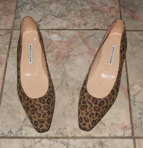 Damen Manolo Blahnik Ballerinas Leopardenmuster Größe 41 USA 9,5 Top Zustand - Bild 1 von 10