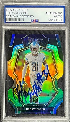 KERBY JOSEPH SIGNED 2022 PANINI SELECT BLACK GREEN DIE-CUT #135 Rookie PSA/DNA - Image 1 of 2