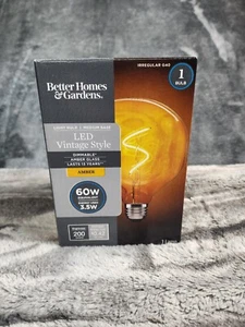 Vintage Style Lightbulb Amber LED dimmable Better Homes & Gardens G40 Irregular - Picture 1 of 6