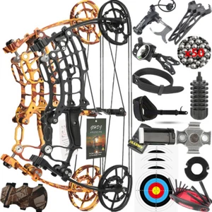 Compound Bow Short Axis 30-70lbs Dual-use Steel Ball Arrow Hunting Fishing RH LH - Picture 1 of 30