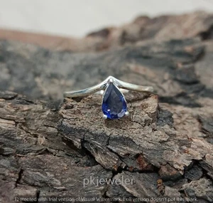 Anello Iolite Naturale Non Migliorato Argento Sterling 925 Anello Fatto a Man... - Foto 1 di 12