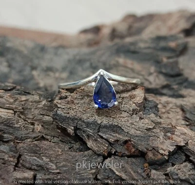 Anello Iolite Naturale Non Migliorato Argento Sterling 925 Anello Fatto a Man... - Immagine 1 di 4