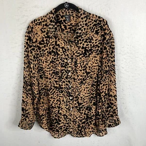 Intro Top Womens PL Petite Large Brown Black Leopard Velvet Burnout Fairy Y2K - Picture 1 of 13