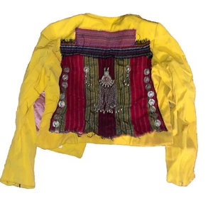 Blazer vintage Plein Sud para mujer 38/6 hecho en Francia cadena amarilla retazos raro - Imagen 1 de 17