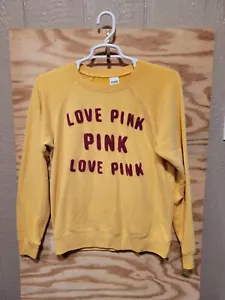Victoria's Secret PINK Women's Sweatshirt Small Yellow Embroided Long Sleeve - Picture 1 of 7