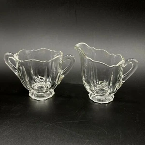 Cambridge Elegant Glas Korinth Optik Klar Mini Milchkännchen & Offen Zuckerdose Set - Bild 1 von 9
